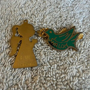 Set of 2 Fashion Charm Gold Engraved with Pam and Green with Shalom Word